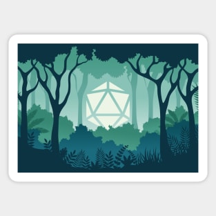 Deep Jungle Polyhedral D20 Dice Sun Forest RPG Landscape Sticker